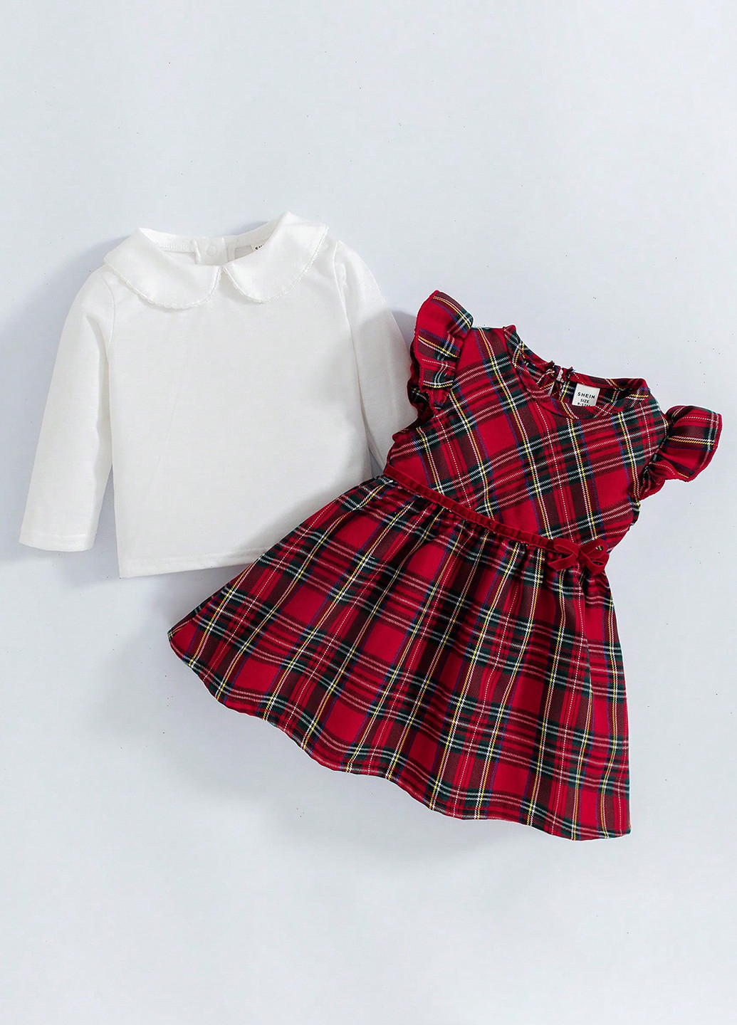 Комбинированный демисезонный комплект (блуза, платье) SHEIN