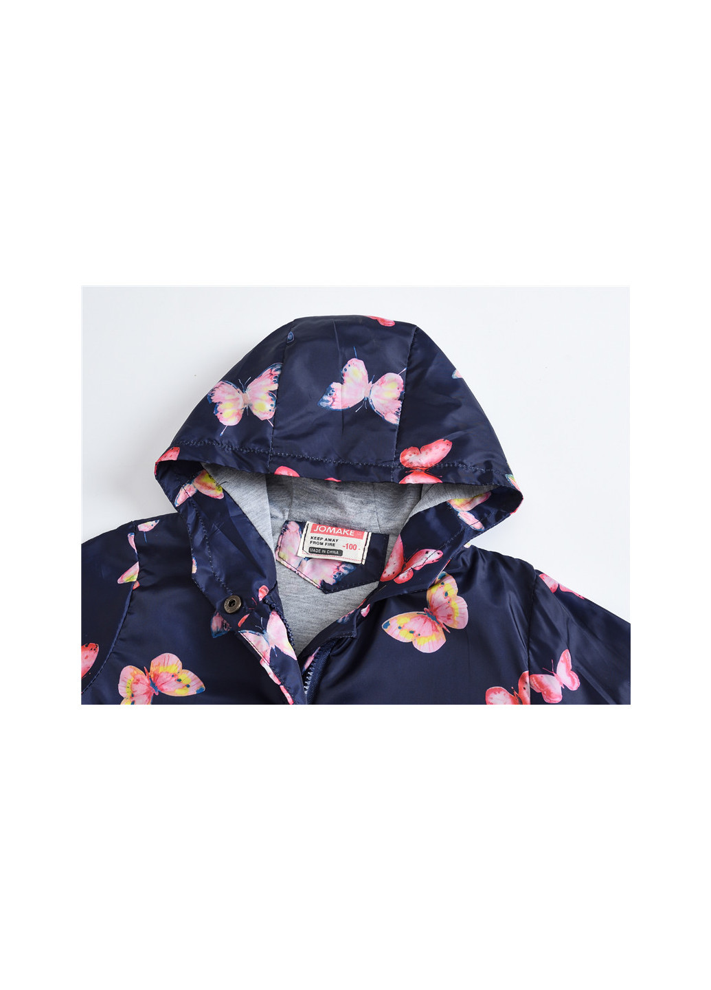 Синя демісезонна куртка-вітрівка для дівчинки веселі метелики Jomake 51128