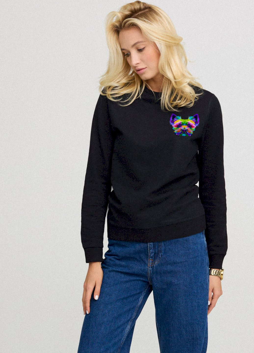 Чорний свитшот женский basic /no flis/ YAPPI (254658734)