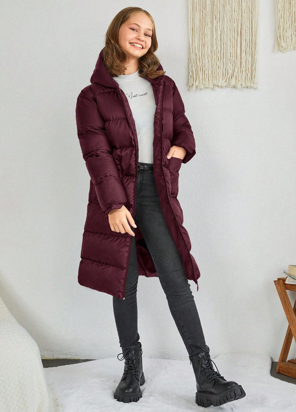 Бордовая демисезонная куртка SHEIN