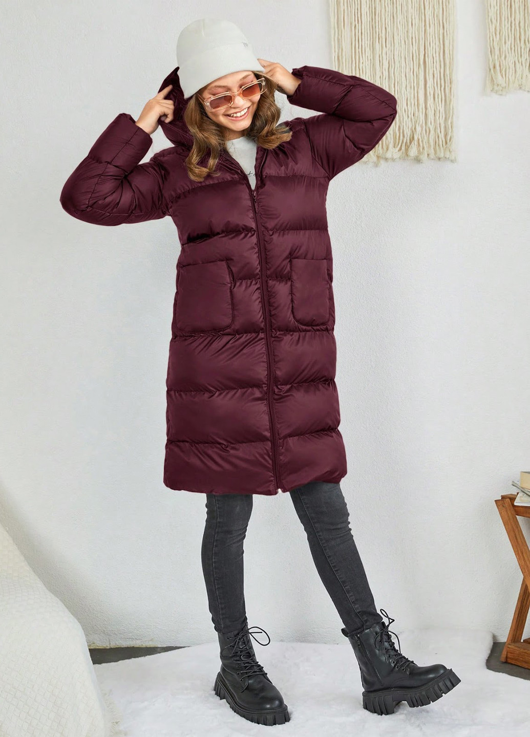 Бордовая демисезонная куртка SHEIN