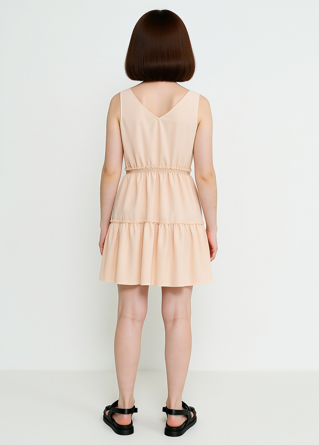 Пудровое кэжуал платье клеш House однотонное