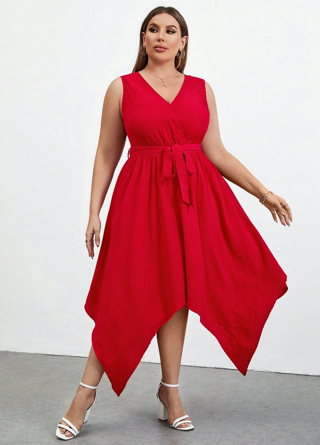 Червона кежуал сукня SHEIN однотонна