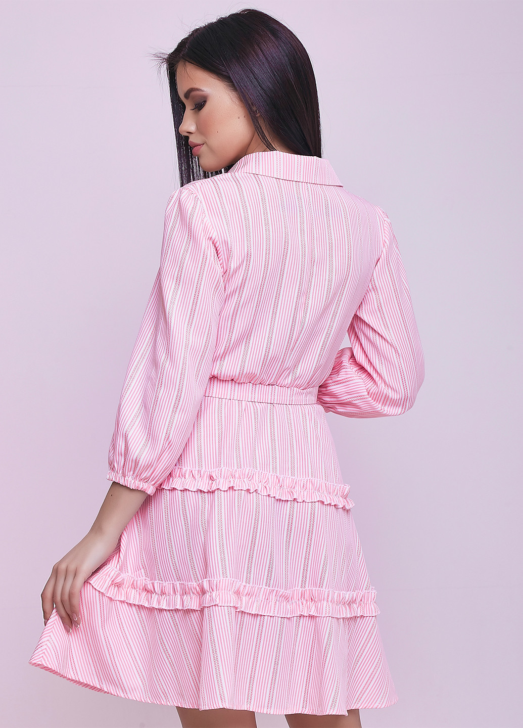 Розовое кэжуал платье ST-Seventeen в полоску