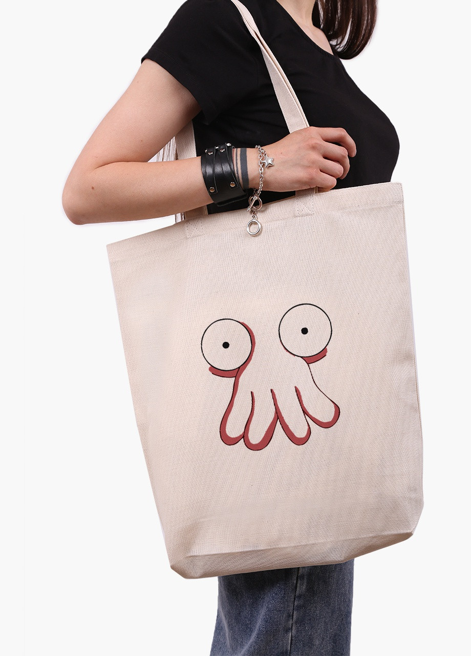 Еко сумка шоппер біла Доктор Зойдберг Футурама (Doctor Zoidberg Futurama) (9227-2029-WTD) Еко сумка шоппер біла 41*39*8 см MobiPrint (215977553)