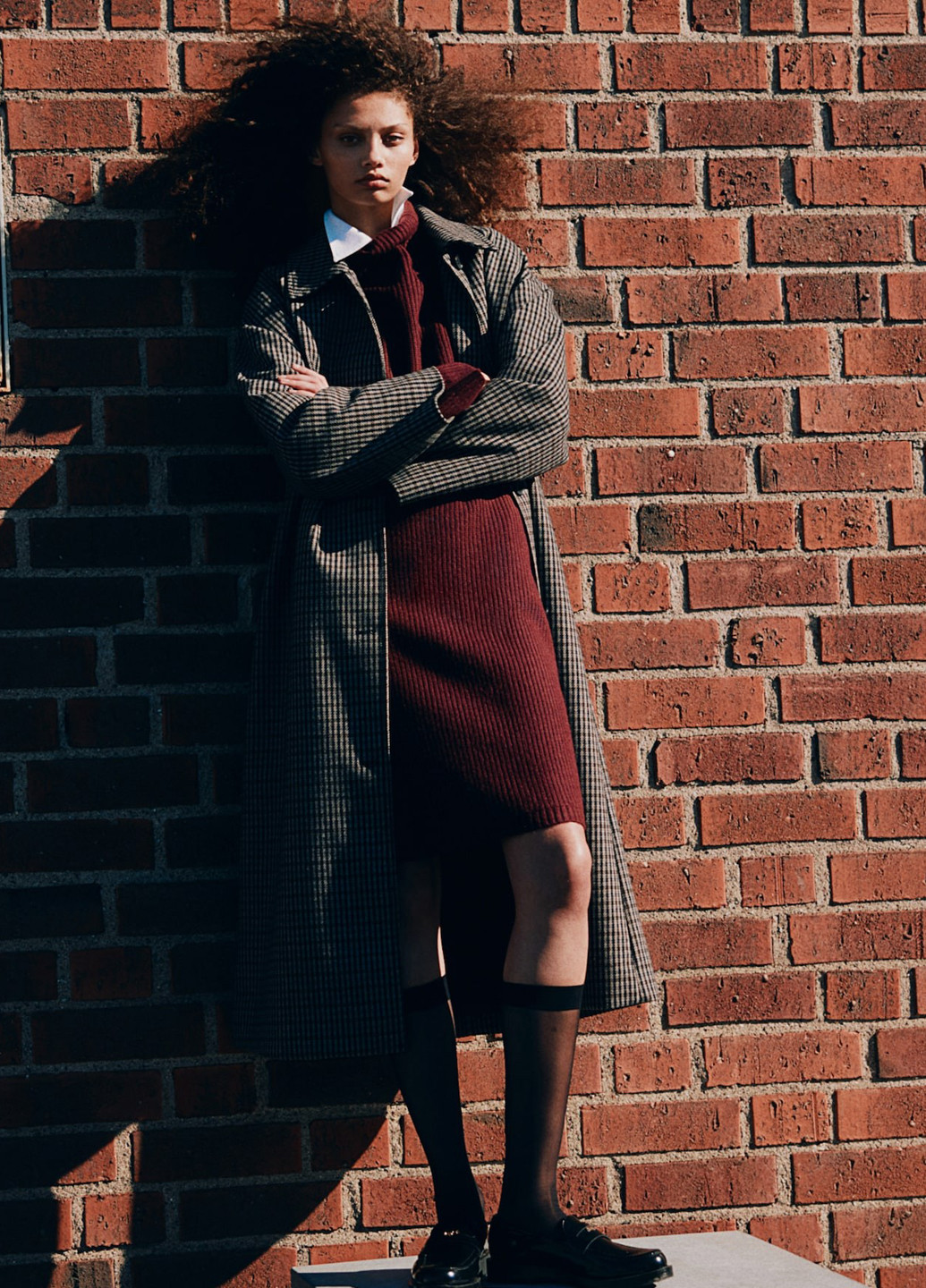 Бордовое кэжуал платье платье-свитер H&M однотонное