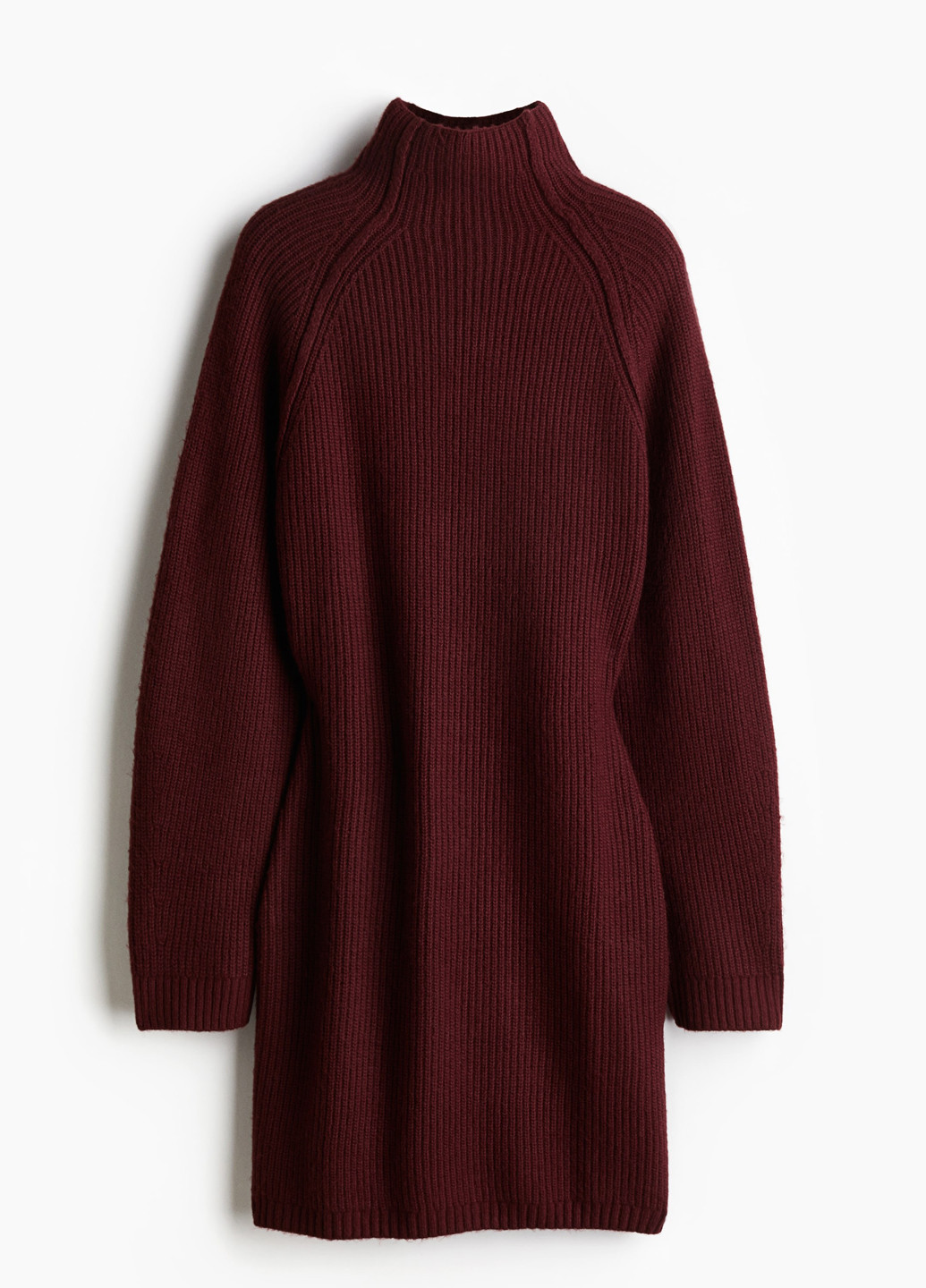 Бордовое кэжуал платье платье-свитер H&M однотонное