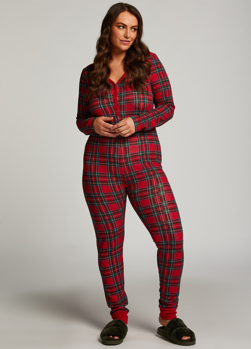 Комбинезон Hunkemoller клетка красный домашний полиэстер