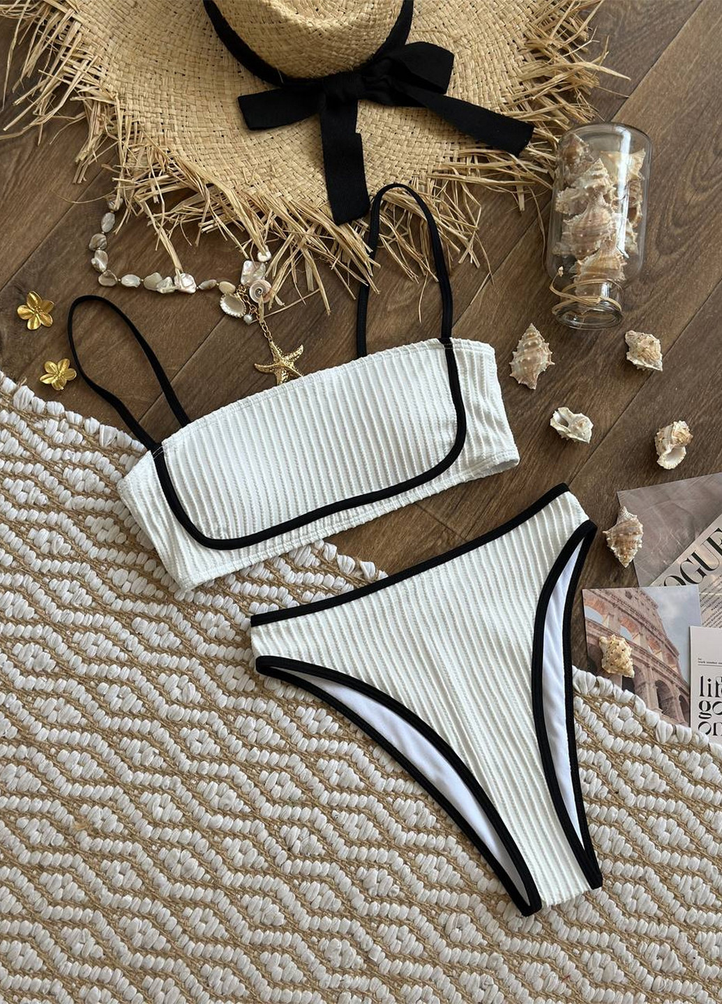 Белый летний раздельный купальник (лиф, трусики) топ, раздельный NOVA VEGA