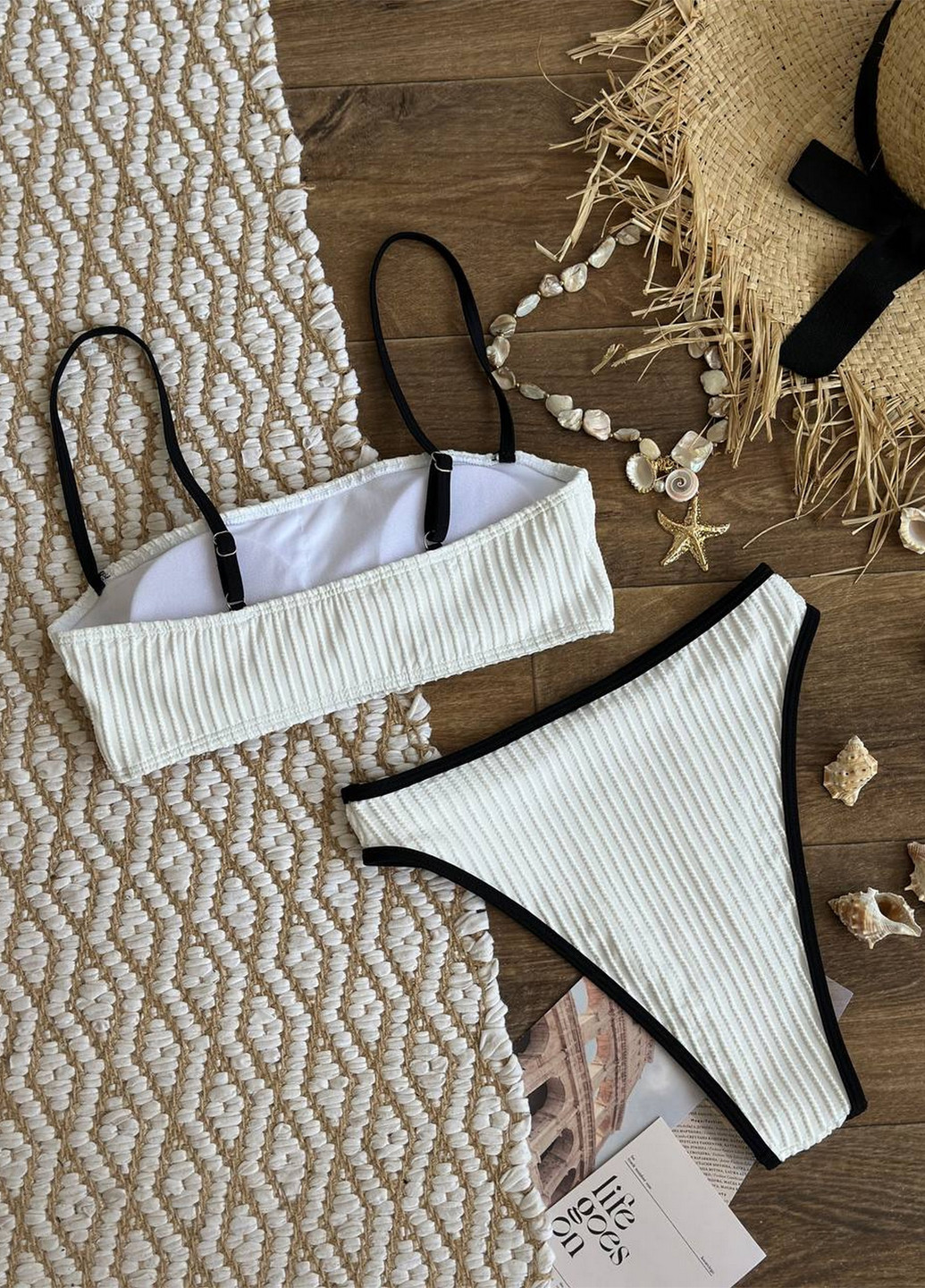 Белый летний раздельный купальник (лиф, трусики) топ, раздельный NOVA VEGA