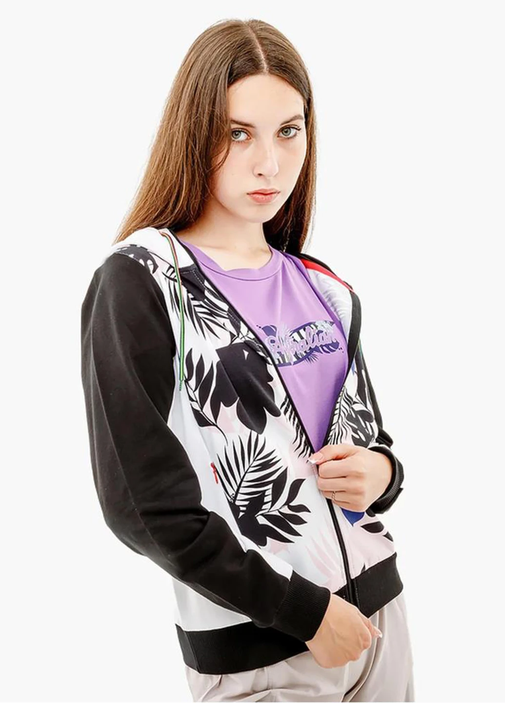Толстовка LSDGC0009-002 Australian Flowers Hoodie Elastic Fleece Insert Jacket Black/White (367049467)