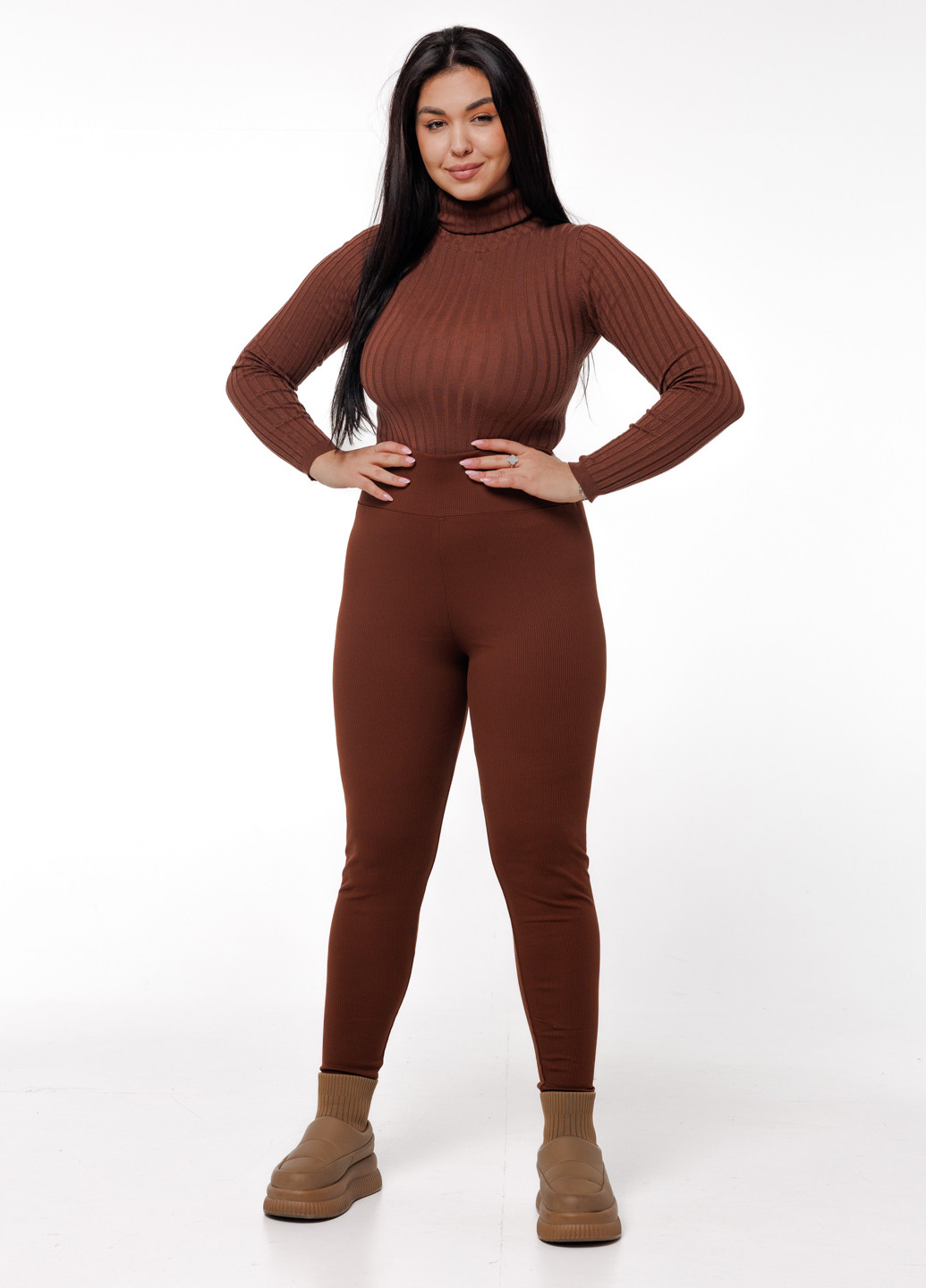 Коричневые демисезонные леггинсы Icon