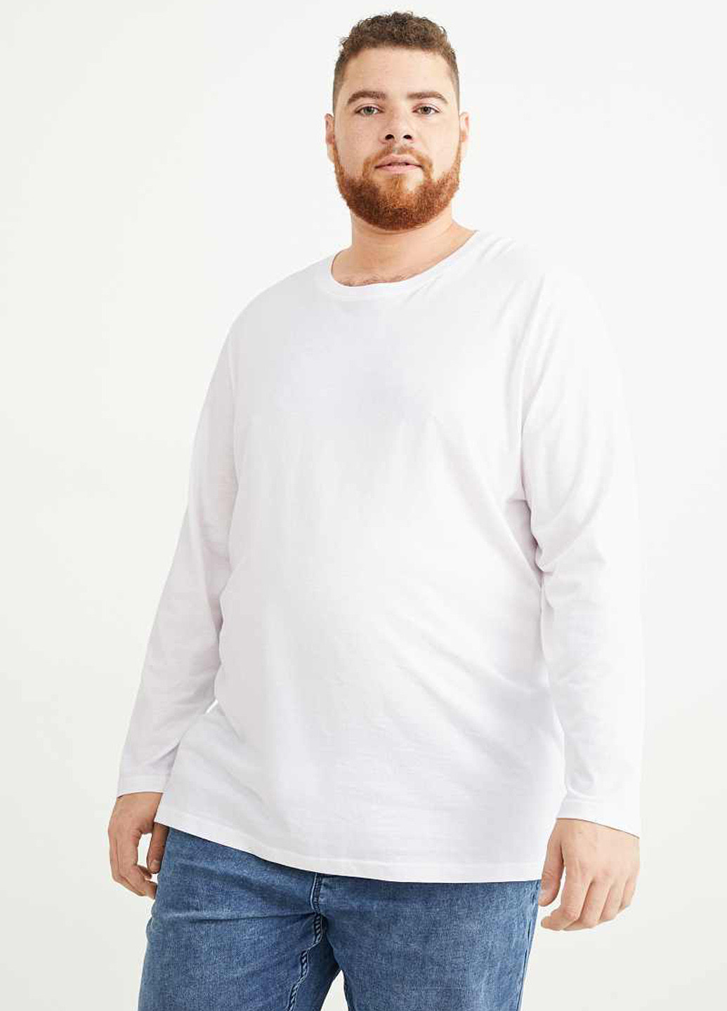 Белый демисезонный кэжуал лонгслив C&A однотонный