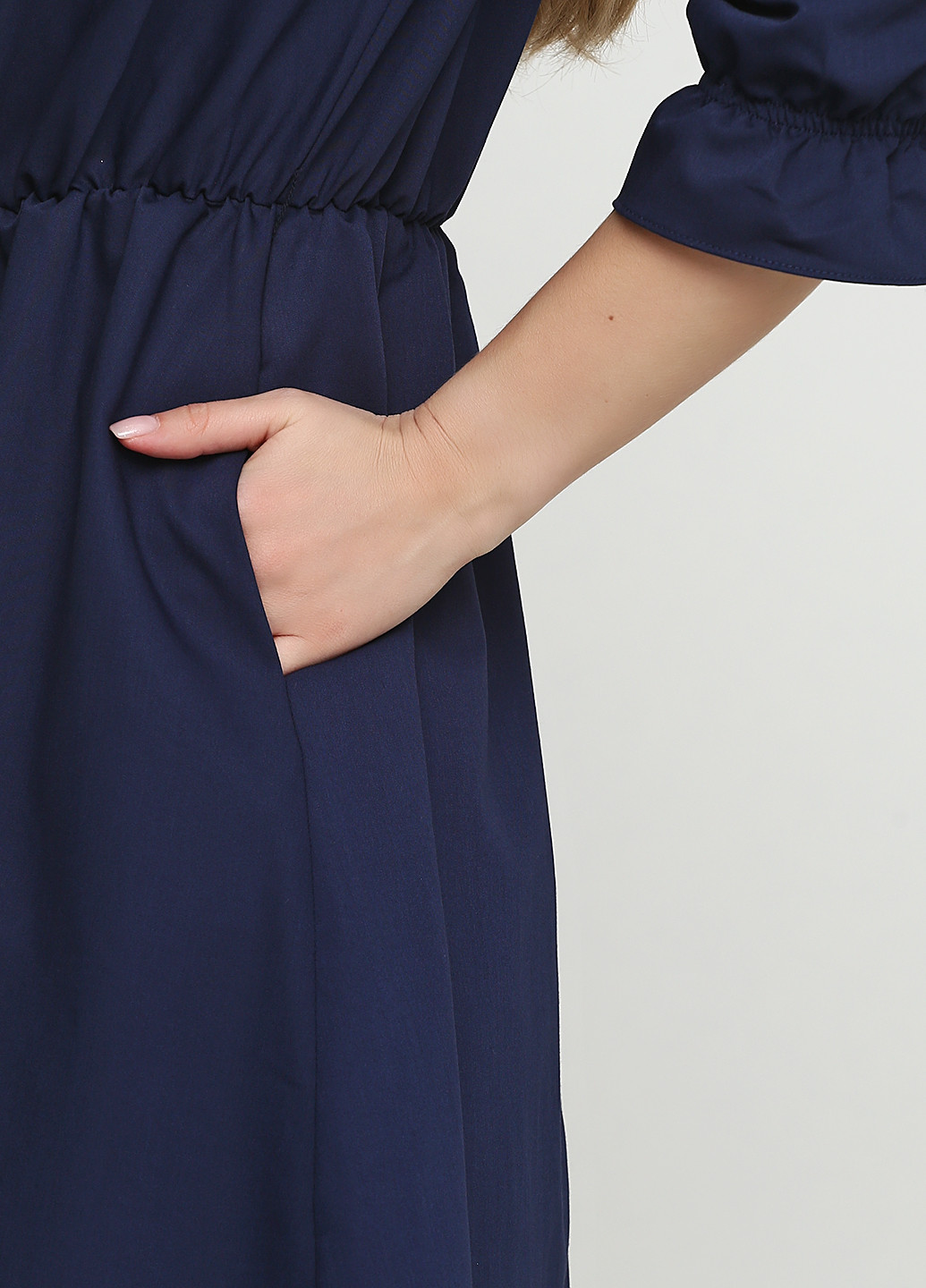 Темно-синее кэжуал платье а-силуэт Sassofono однотонное
