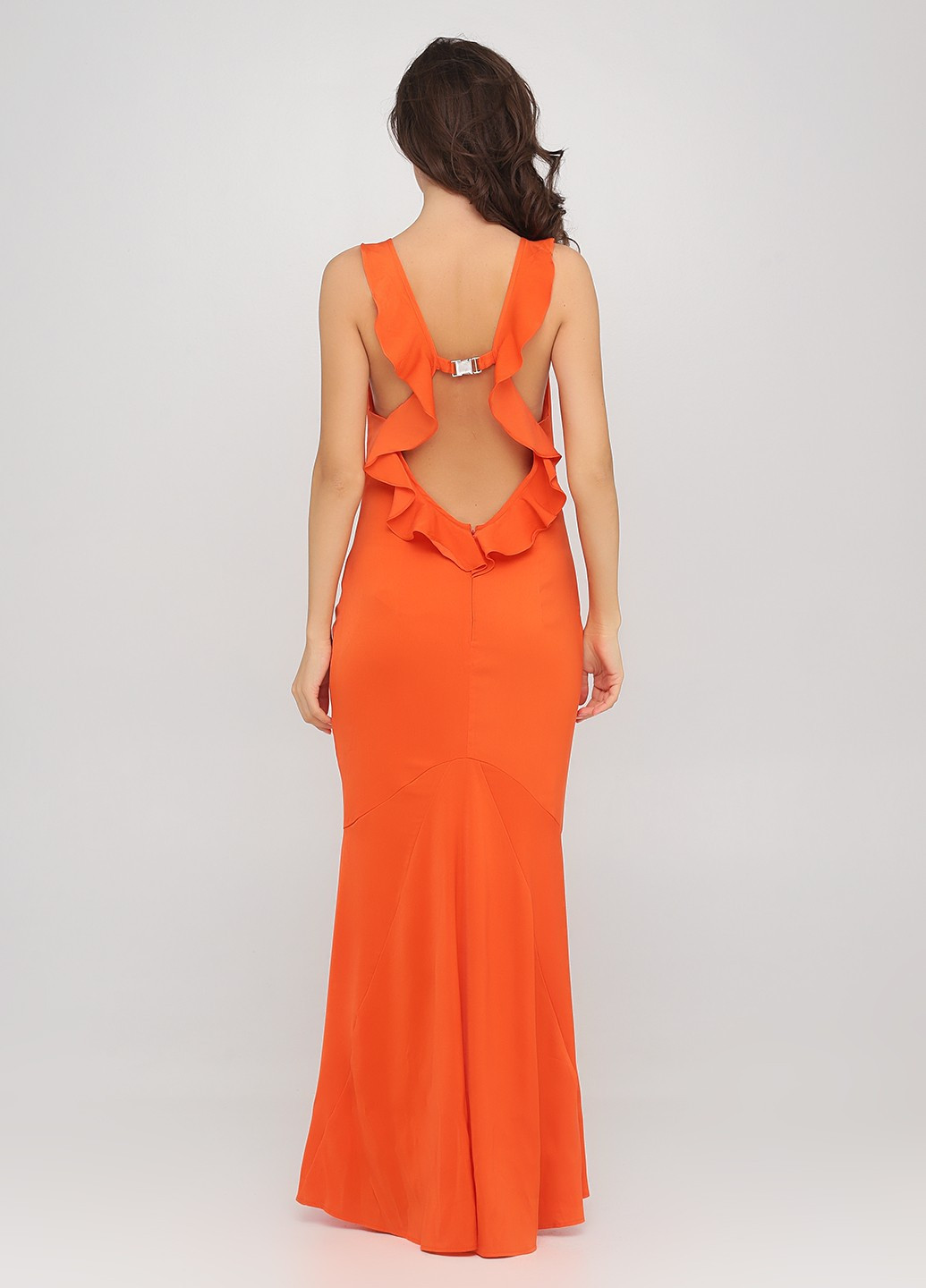 Оранжевое вечернее платье с открытой спиной, годе Jarlo однотонное