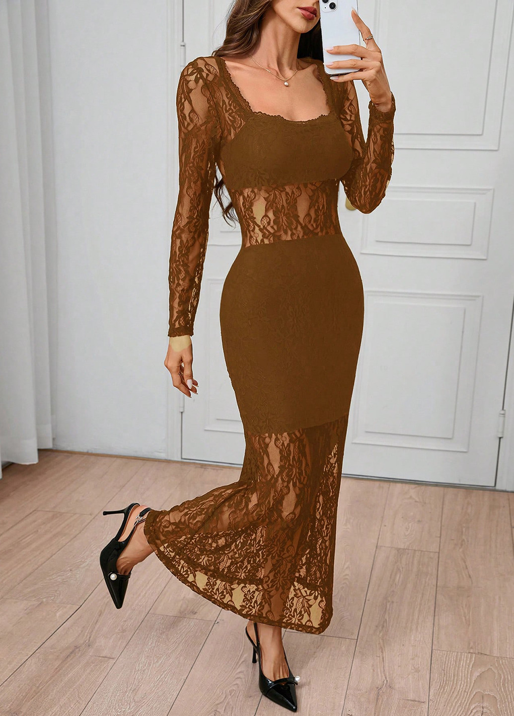 Охра коктейльное, кэжуал платье силуэтная, годе SHEIN однотонное