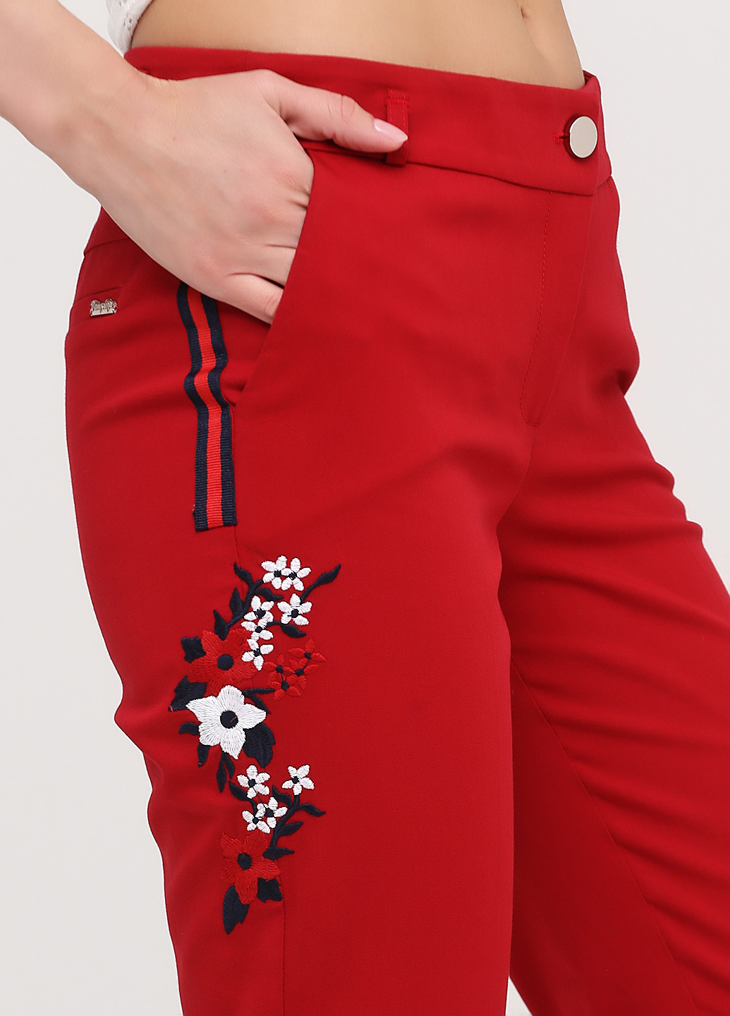 Темно-красные кэжуал демисезонные зауженные брюки Vangeliza