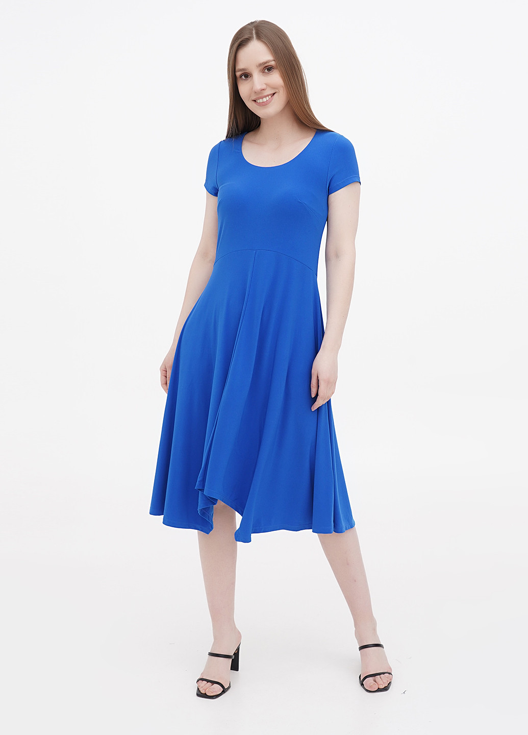 Синее кэжуал платье клеш Ralph Lauren однотонное
