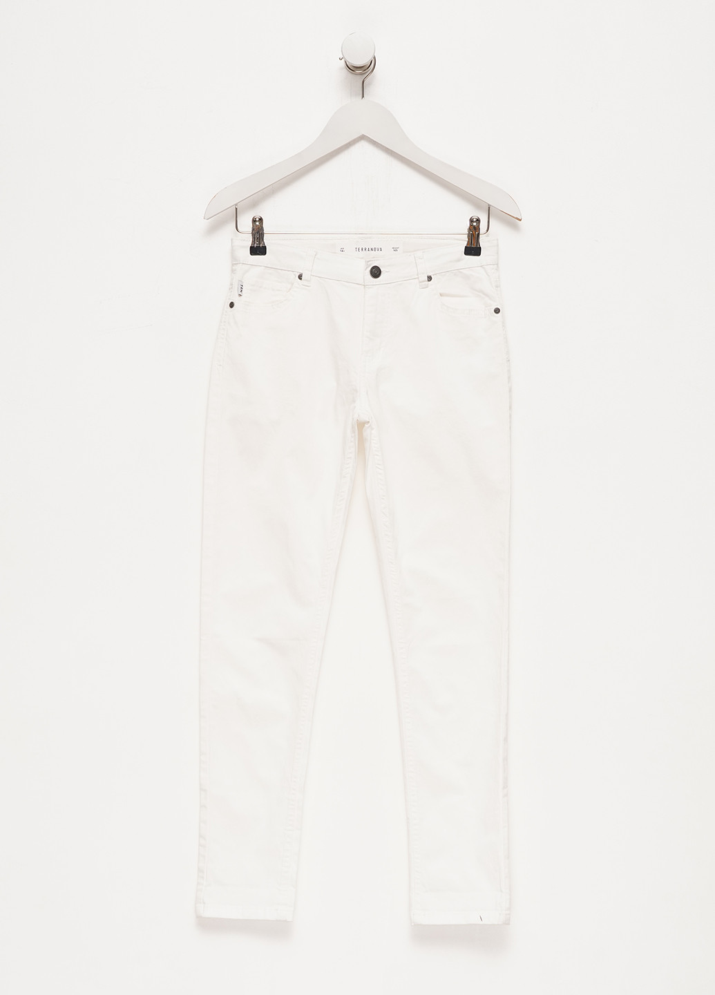 Белые кэжуал летние брюки зауженные Terranova