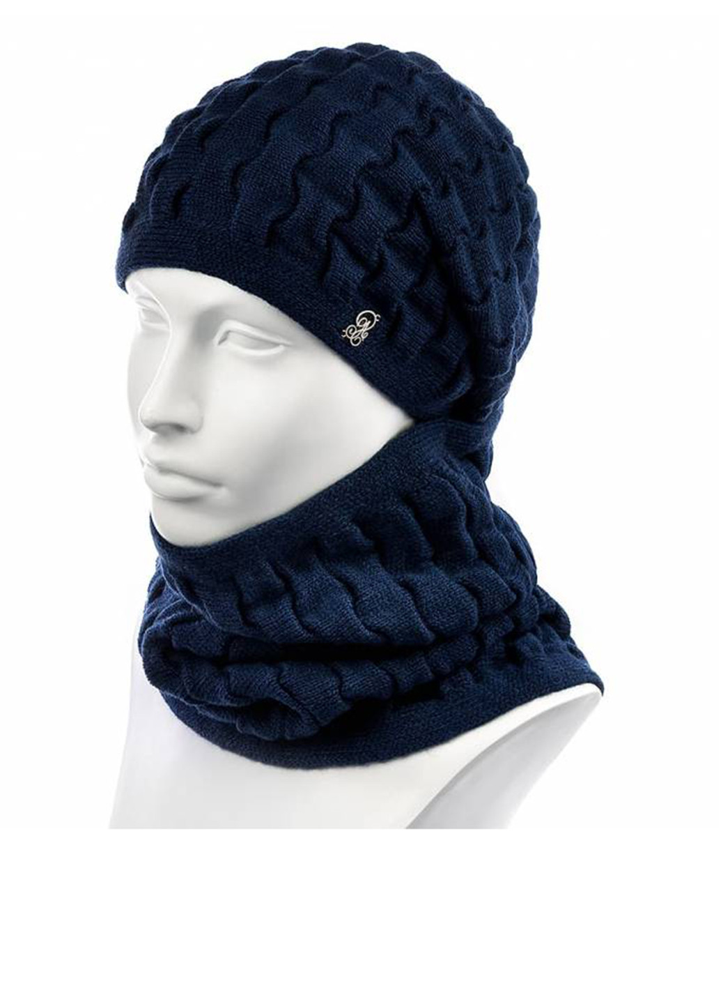 Темно-синий зимний комплект (шапка, шарф) Atrics
