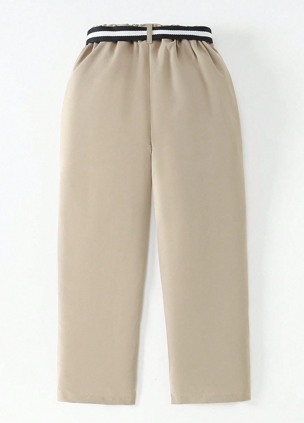 Бежевые кэжуал демисезонные брюки прямые SHEIN