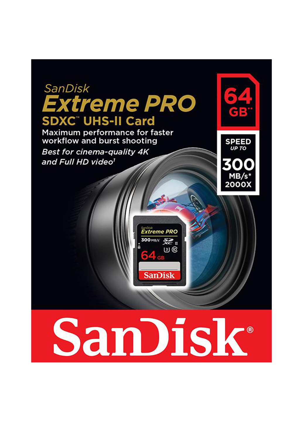 Карта памяти SDXC 64GB C10 UHS-II (R300/W260MB/s) 4K Extreme Pro (SDSDXPK-064G-GN4IN) SanDisk карта памяти sandisk sdxc 64gb c10 uhs-ii (r300/w260mb/s) 4k extreme pro (sdsdxpk-064g-gn4in) (130843110)