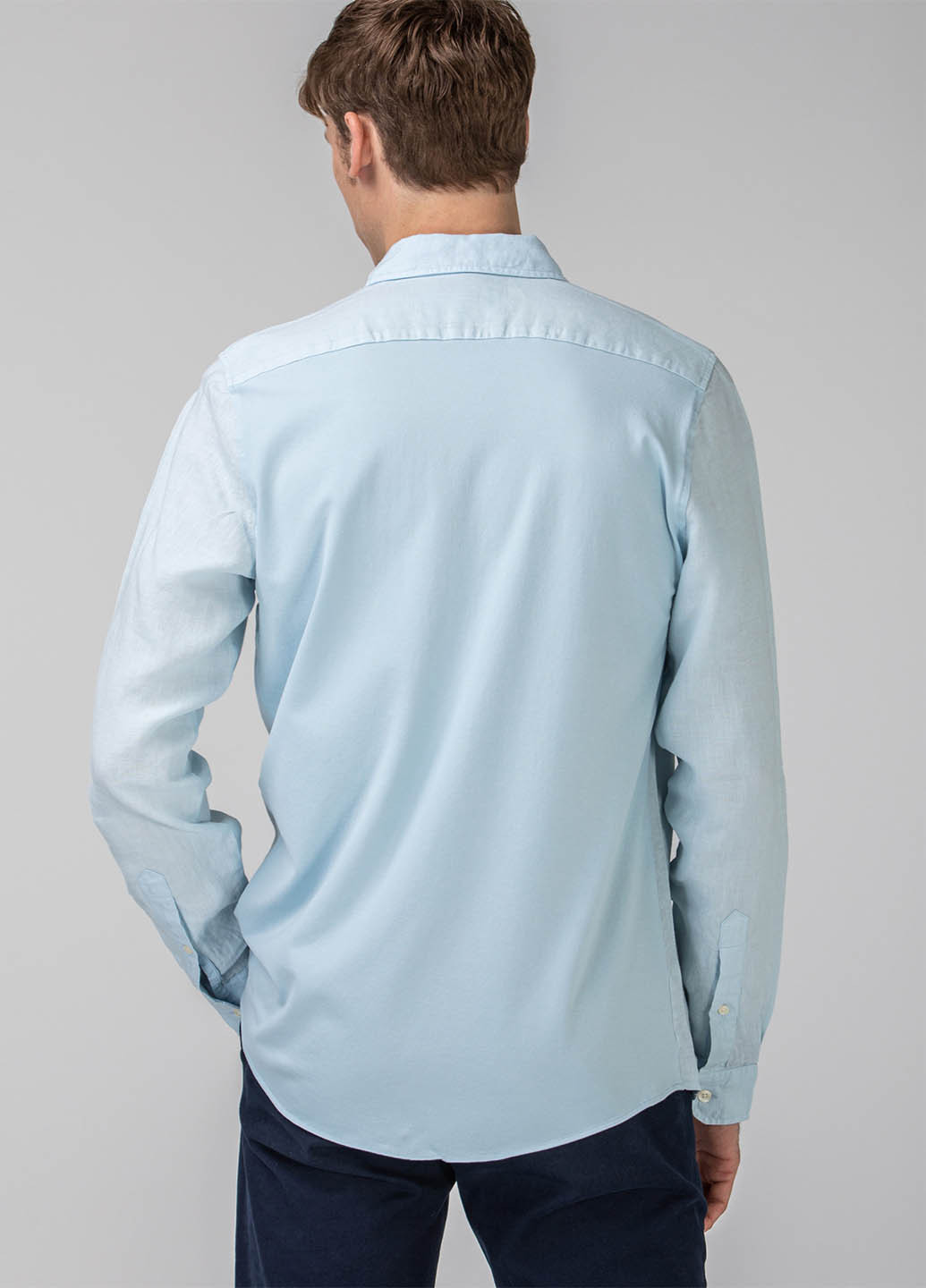 Светло-голубой кэжуал, классическая рубашка однотонная Lacoste