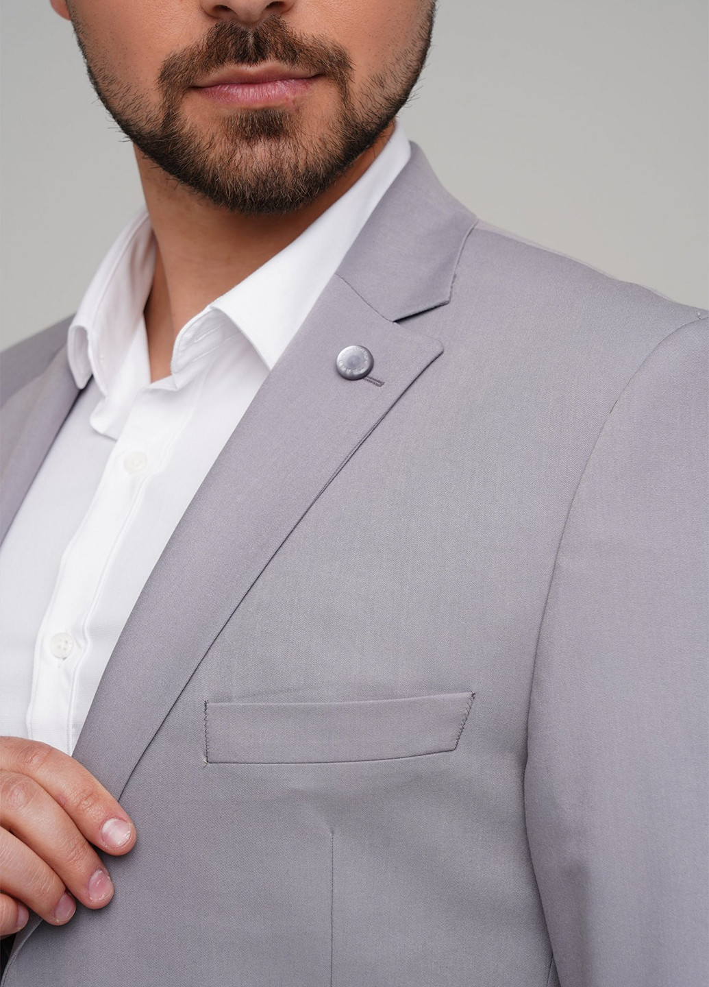 Светло-серый демисезонный костюм (пиджак, брюки) брючный Trend Collection