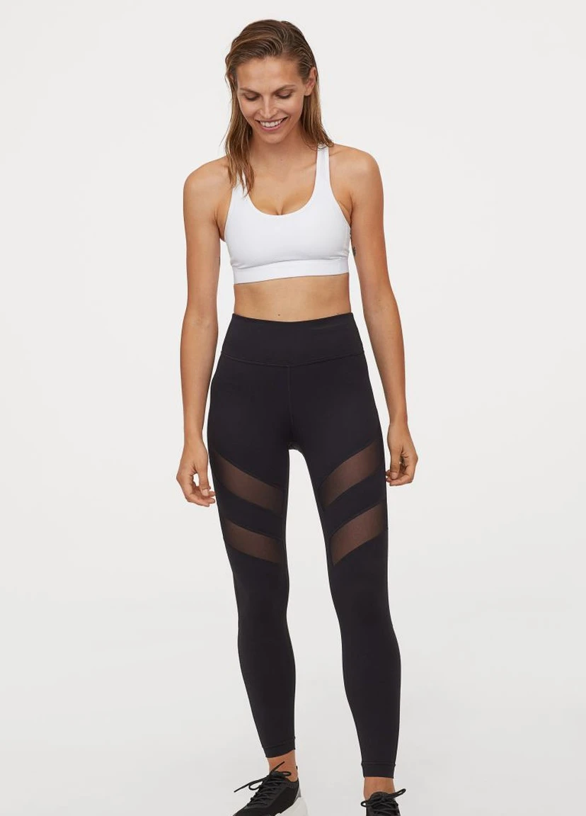 Черные демисезонные спортивные леггинсы с мембраной H&M