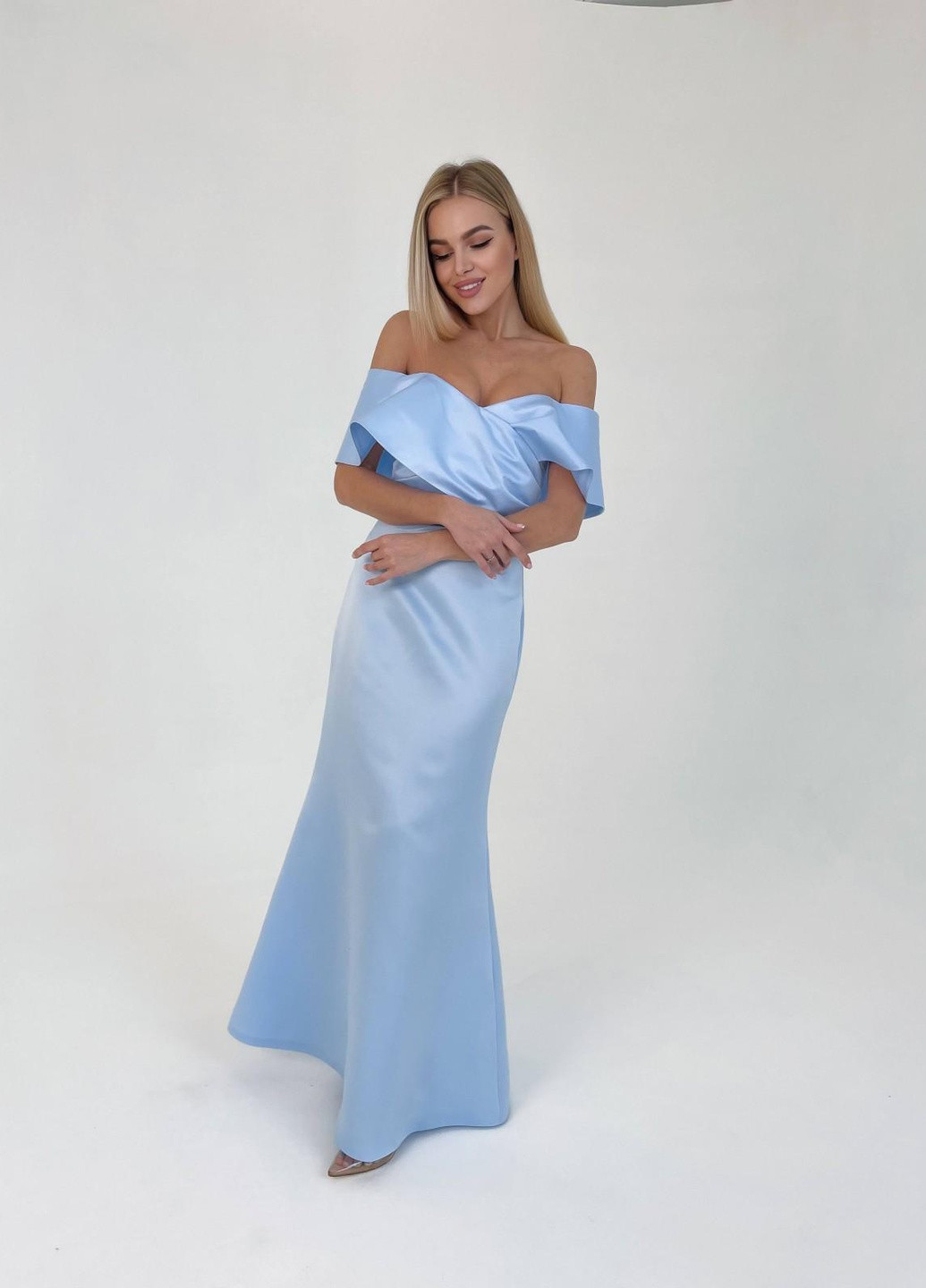 Темно-голубое женское вечернее платье корсет голубого цвета р.l 384851 New Trend