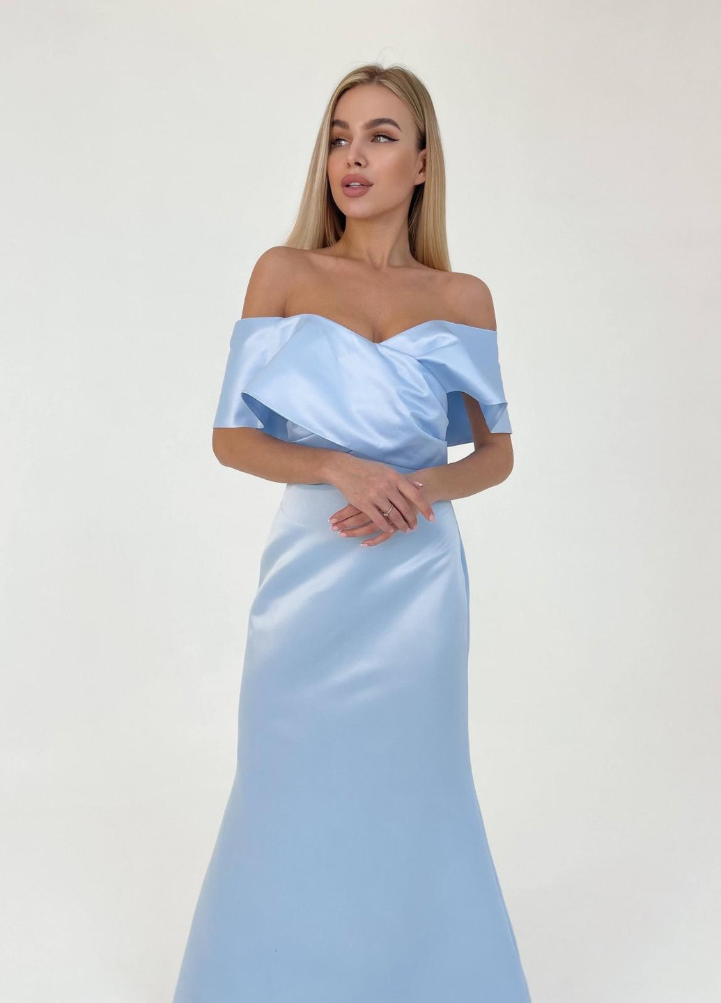 Темно-голубое женское вечернее платье корсет голубого цвета р.l 384851 New Trend