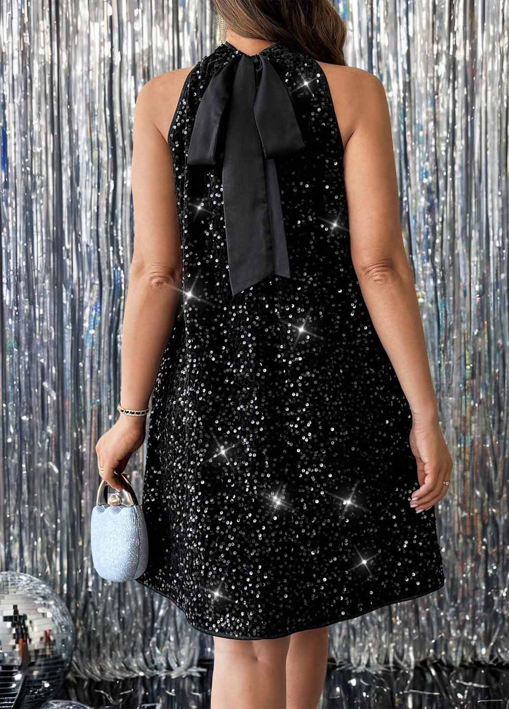 Черное праздничный, вечернее платье а-силуэт SHEIN однотонное