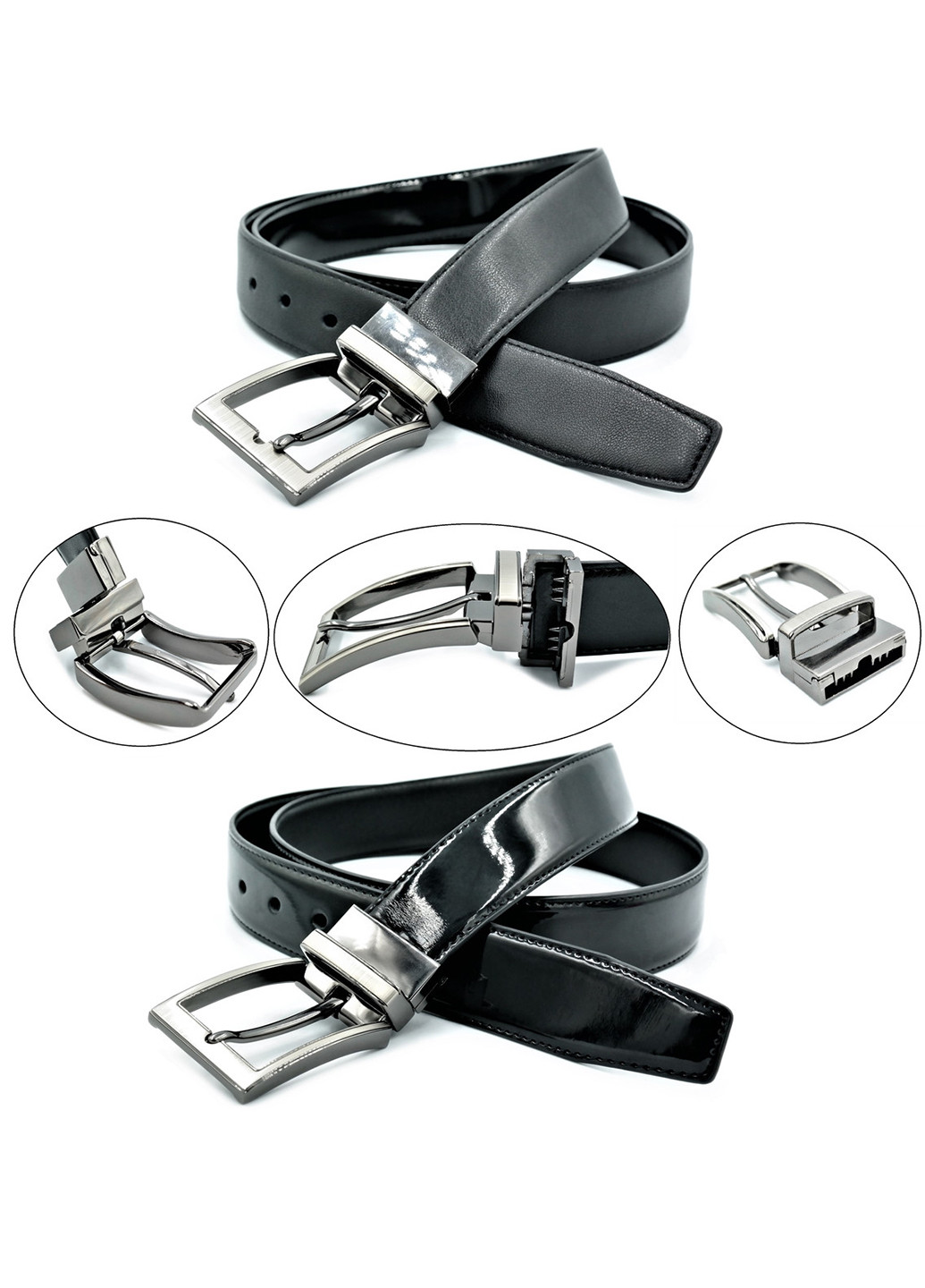 Чоловічий двосторонній шкіряний ремінь 110-125х3,5 см Weatro (252413481)