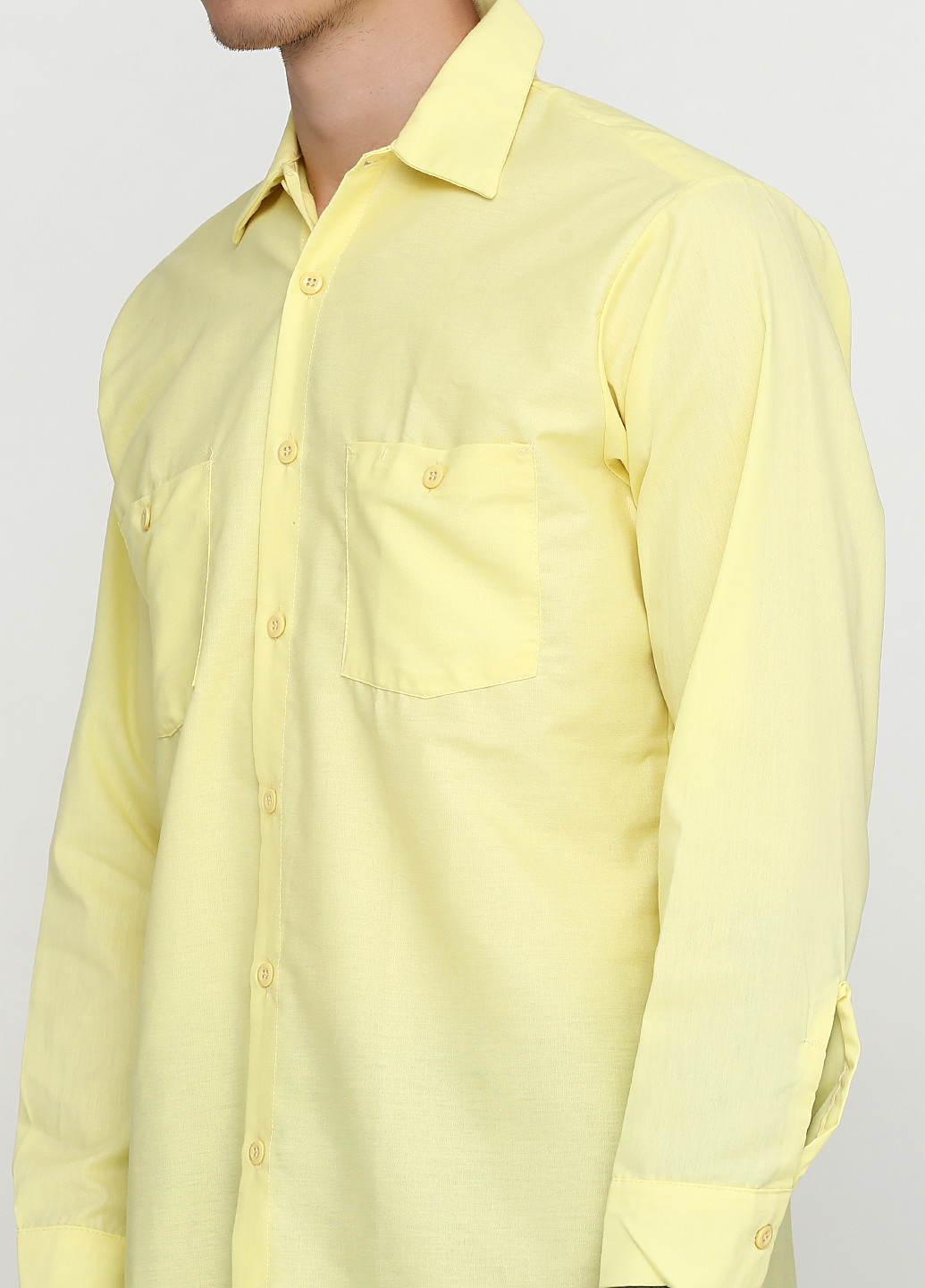 Желтая кэжуал рубашка однотонная Red с длинным рукавом