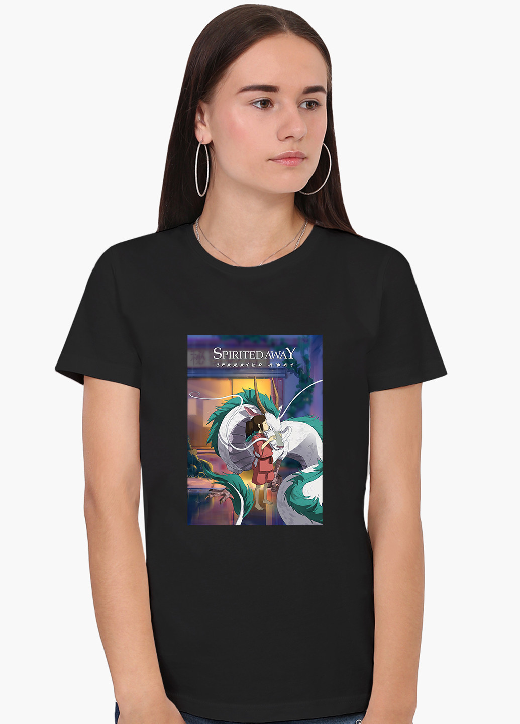 Черная демисезон футболка женская тихиро огино сэн и хаку унесённые призраками (spirited away) (8976-2829) xxl MobiPrint