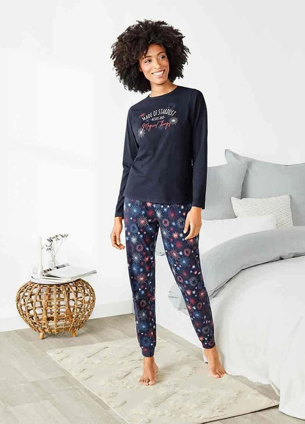 Темно-синяя всесезон пижама (лонгслив, брюки) лонгслив + брюки Esmara