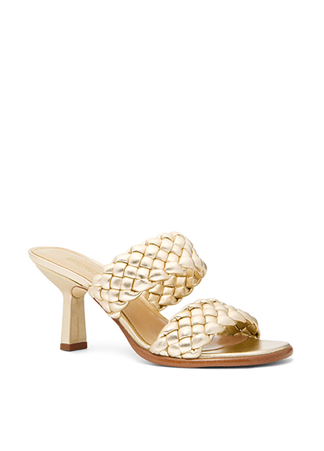 Золотые шлепанцы Michael Kors плетение