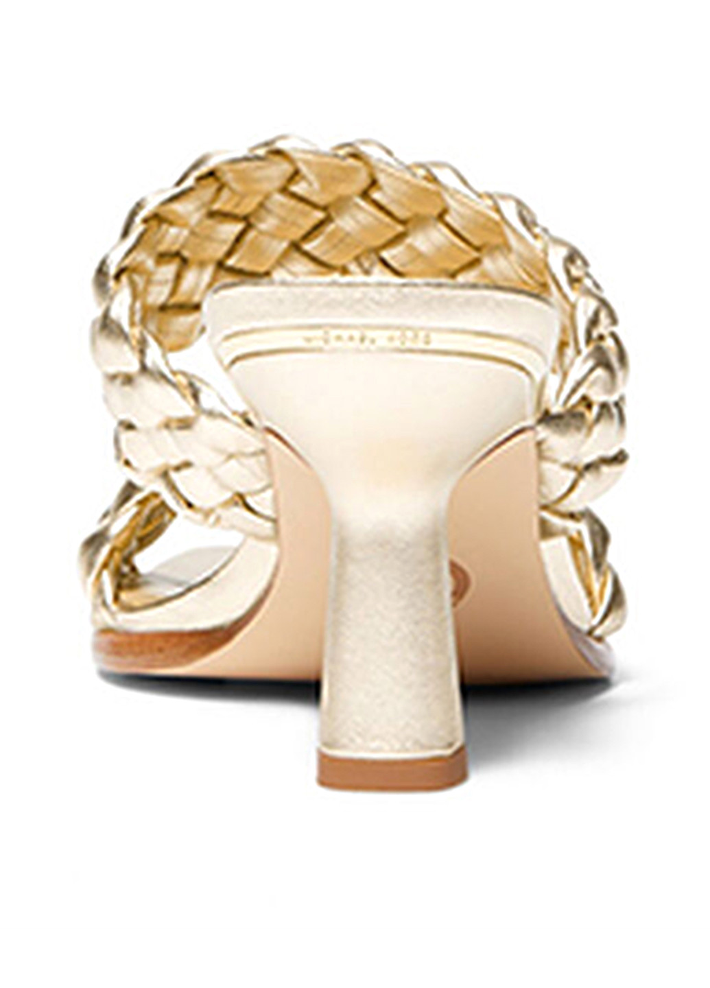 Золотые шлепанцы Michael Kors плетение