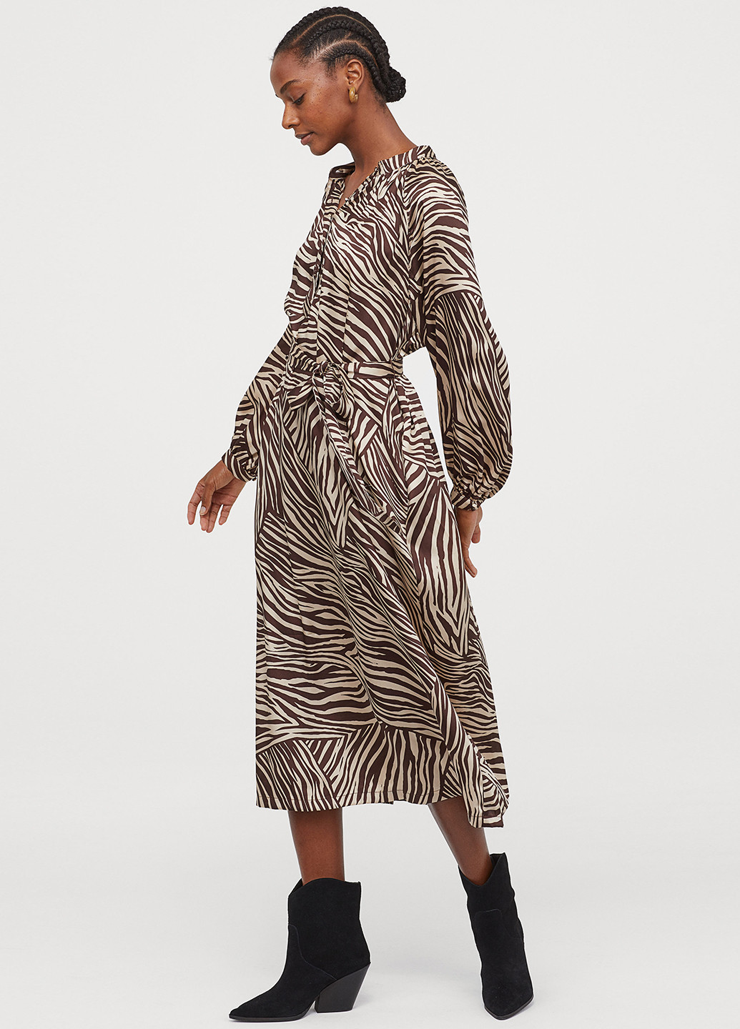 Коричнева кежуал сукня H&M зебра