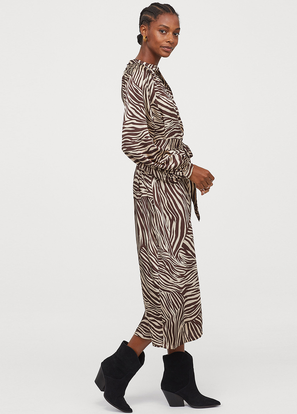 Коричневое кэжуал платье H&M зебра