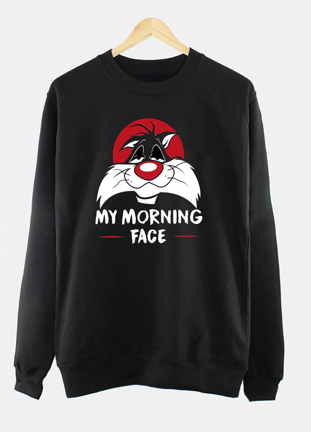 Свитшот мужской черный My morning face Love&Live - крой рисунок черный кэжуал - (245945818)