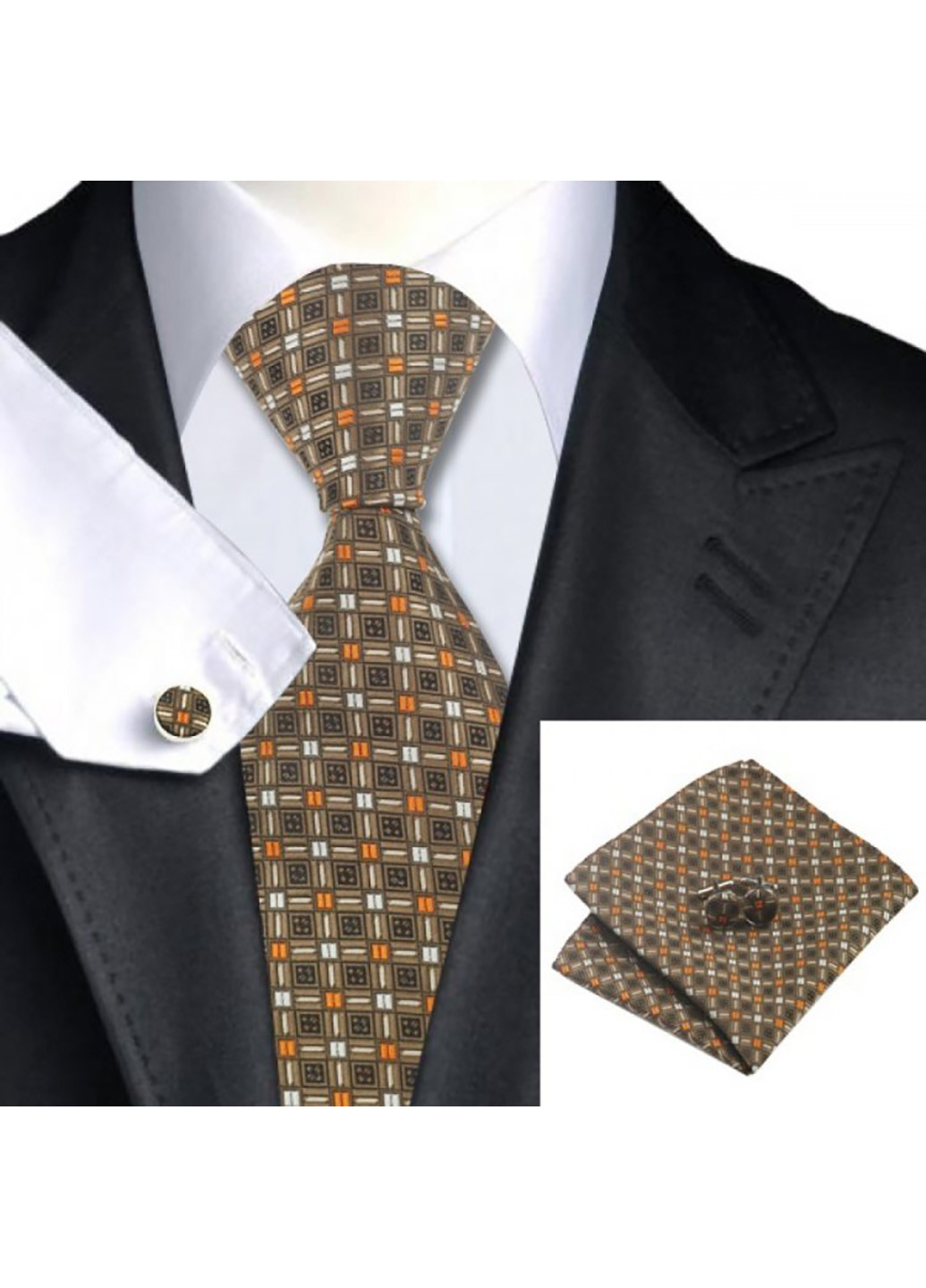 Мужской набор (галстук,платок,запонки) 146х8,5 см GOFIN (219905053)