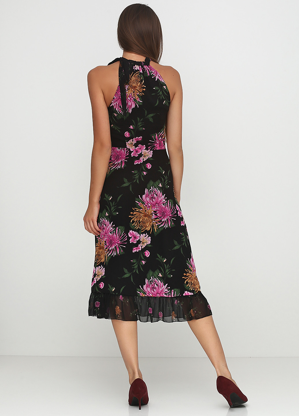 Черное кэжуал платье Warehouse с цветочным принтом
