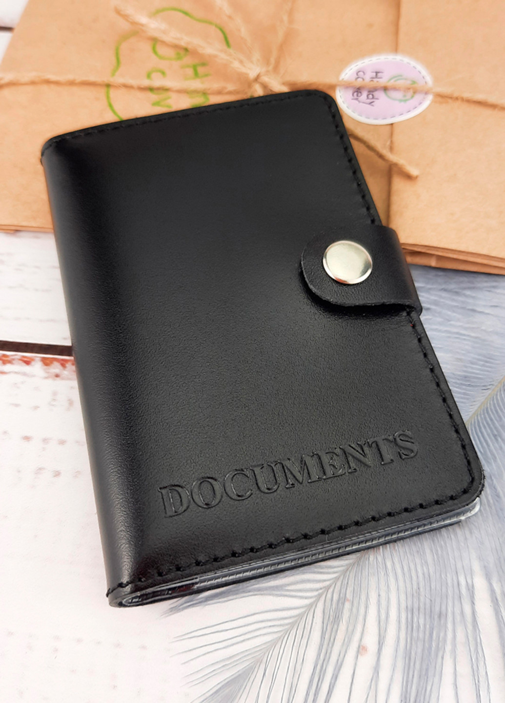 Мужской подарочный набор №63 черный (обложка на паспорт, права, ключница) HandyCover (224399508)