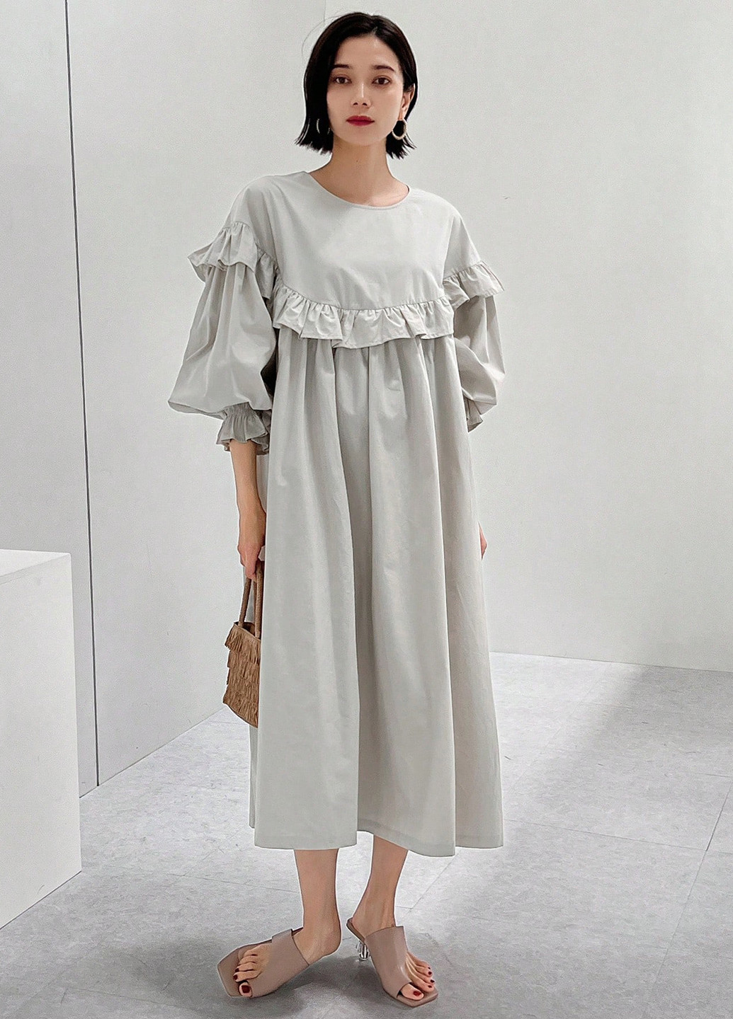 Сіро-бежева кежуал сукня оверсайз SHEIN однотонна