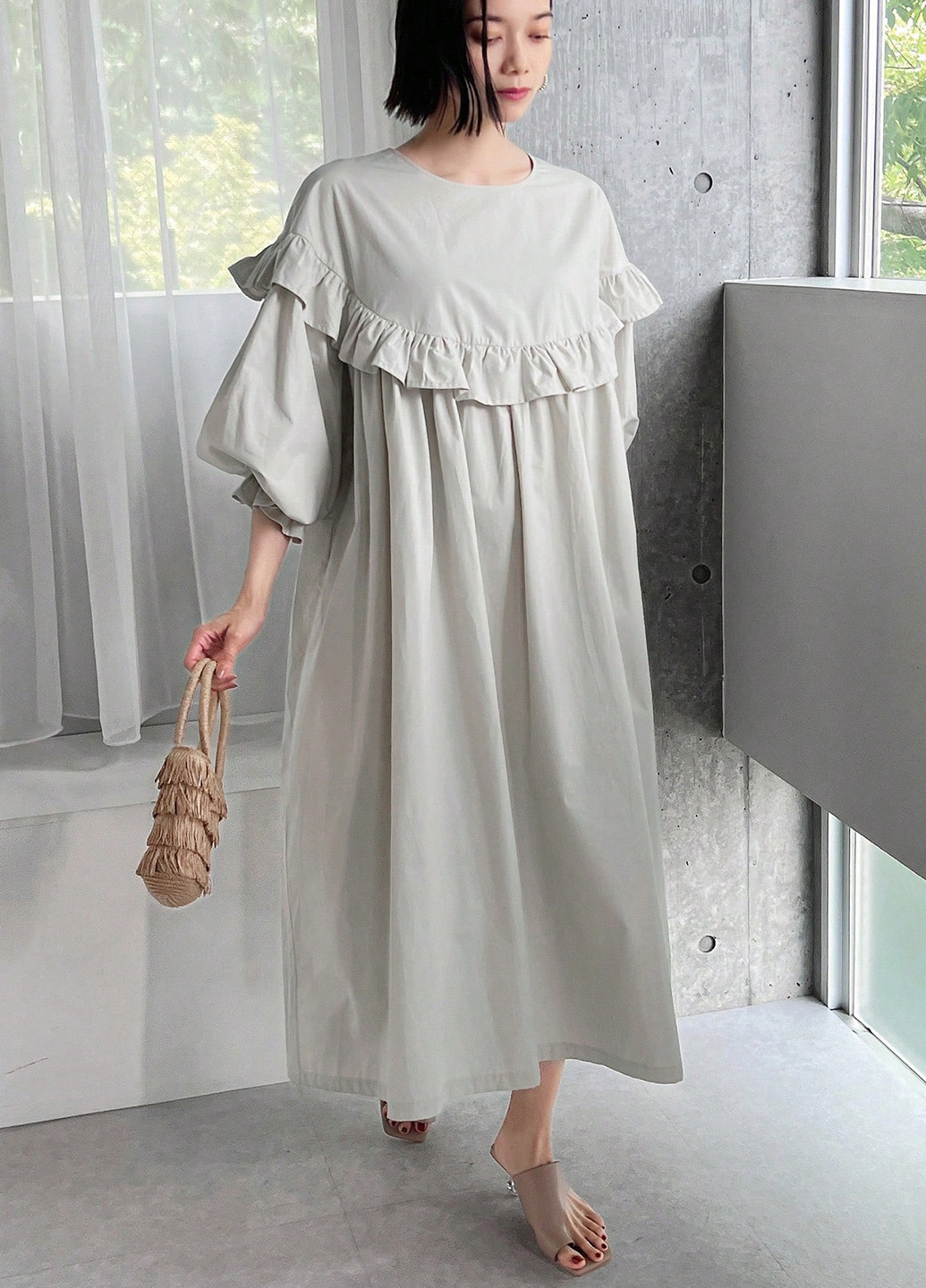 Сіро-бежева кежуал сукня оверсайз SHEIN однотонна