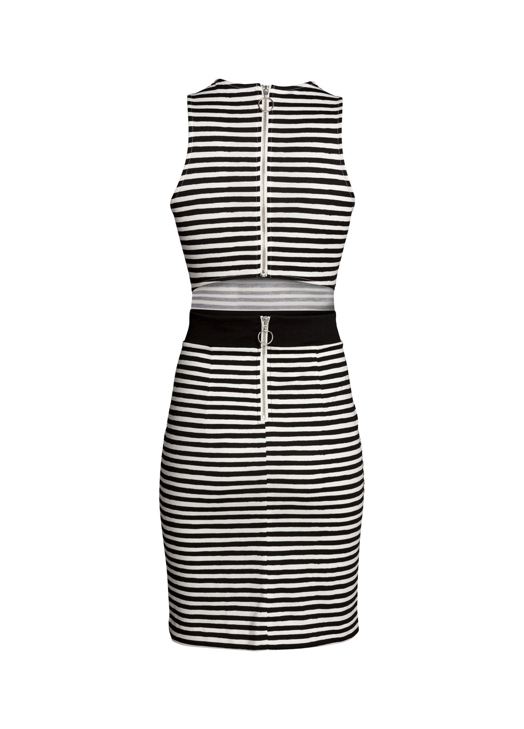 Черно-белое кэжуал платье футляр H&M в полоску