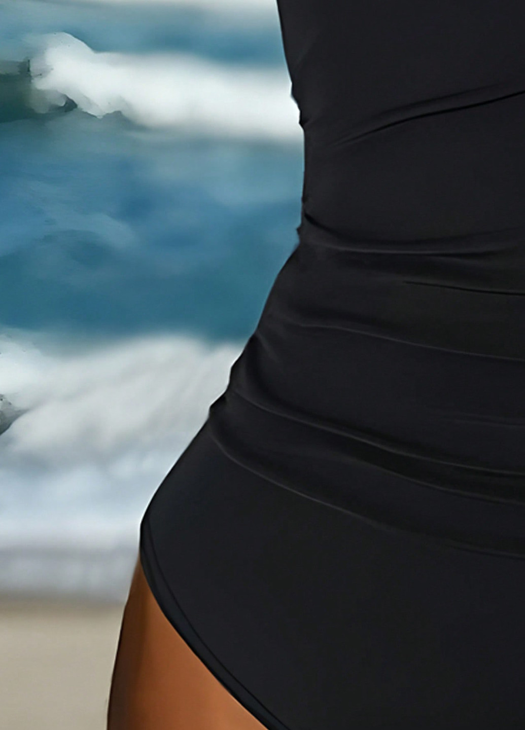 Чорний літній купальник танк, суцільний SHEIN