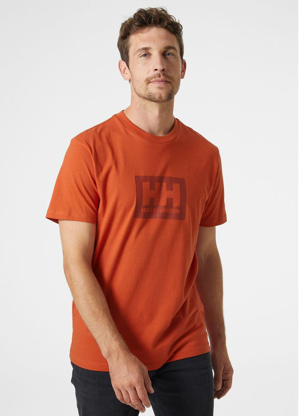 Помаранчева футболка 53285-179 Helly Hansen T-Shirt in Morbido Cotone HH Box