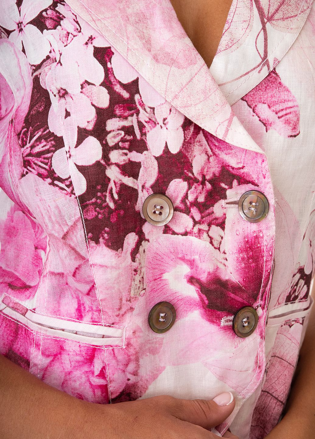 Розовый женский жакет жіночий Apanage с цветочным узором - летний